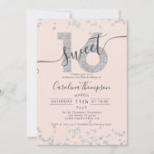 Chic Silver Glitter confetti blush Sweet 16 foto Kaart (Voorkant)