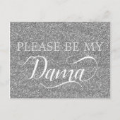 Chic Silver Glitter Dama Quinceanera Dama Voorstel Uitnodiging Briefkaart (Voorkant)