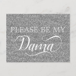 Chic Silver Glitter Dama Quinceanera Dama Voorstel Uitnodiging Briefkaart