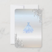 Chic Silver Glitter Dress Blue Sweet 16 RSVP Kaart (Achterkant)