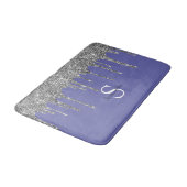 Chic Silver Glitter Drift Monogram Naam Periwinkle Badmat (Gekanteld)