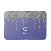 Chic Silver Glitter Drift Monogram Naam Periwinkle Badmat (Voorkant)