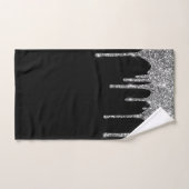 Chic Silver Glitter Drift Sparkle Black Bad Handdoek (Handdoek)