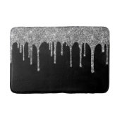 Chic Silver Glitter Drift Sparkle Black Badmat (Voorkant)