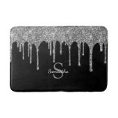 Chic Silver Glitter Drift Sparkle Monogram Naam Badmat (Voorkant)