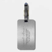 Chic Silver Glitter Drift Sparkles Monogram Bagagelabel (Achterkant verticaal)