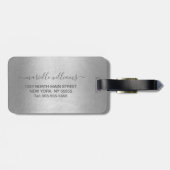Chic Silver Glitter Drift Sparkles Monogram Bagagelabel (Achterkant horizontaal)