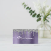 Chic Silver Glitter Drift Stylist Visitekaartje (Staand voorkant)
