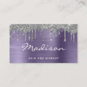 Chic Silver Glitter Drift Stylist Visitekaartje (Voorkant)