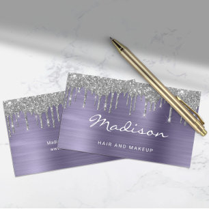 Chic Silver Glitter Drift Stylist Visitekaartje