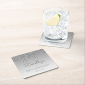 Chic Silver Glitter Drip 90th Birthday Party Kartonnen Onderzetters (Insitu)