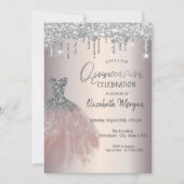 Chic Silver Glitter Drivers, Dress Quinceañera Kaart (Voorkant)