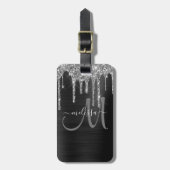 Chic Silver Glitter Drivers geborsteld Metallic Na Bagagelabel (Voorkant verticaal)