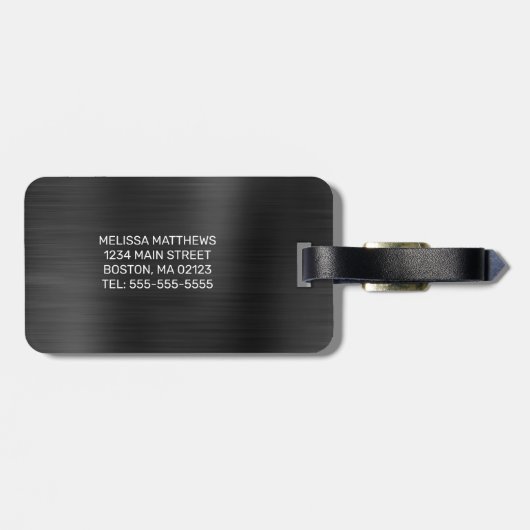 Chic Silver Glitter Drivers geborsteld Metallic Na Bagagelabel (Achterkant horizontaal)