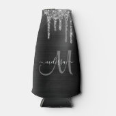 Chic Silver Glitter Drivers geborsteld Metallic Na Flesjeskoeler (Voorkant)