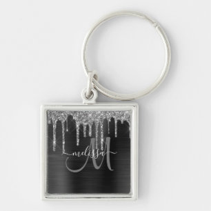 Chic Silver Glitter Drivers geborsteld Metallic Na Sleutelhanger