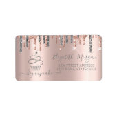 Chic Silver Glitter drukt cupcake Roos Gold uit Etiket (Voorkant)