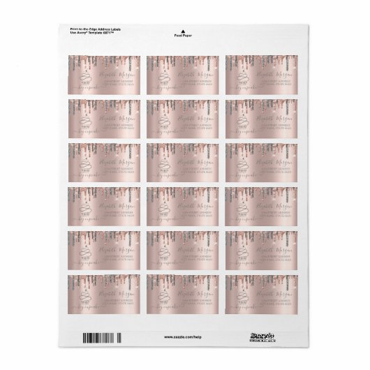 Chic Silver Glitter drukt cupcake Roos Gold uit Etiket (Full Sheet)