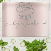 Chic Silver Glitter drukt cupcake Roos Gold uit Theedoek (Gevouwen)