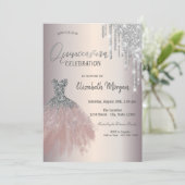Chic Silver Glitter drukt de uitgang Quinceañera a Kaart (Staand voorkant)