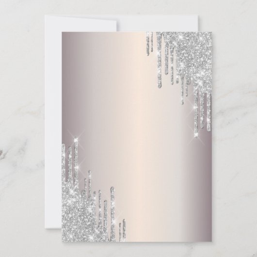 Chic Silver Glitter drukt de uitgang Quinceañera a Kaart (Achterkant)