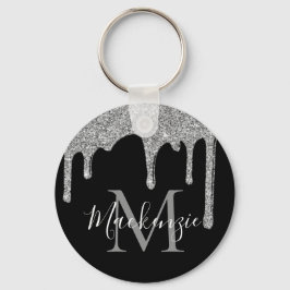 Chic Silver Glitter drukt spaarmonogram Sleutelhanger