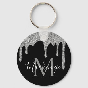 Chic Silver Glitter drukt spaarmonogram Sleutelhanger