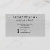 Chic Silver Glitter Foto monogram make-up haar Visitekaartje (Achterkant)