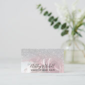 Chic Silver Glitter Foto monogram make-up haar Visitekaartje (Staand voorkant)