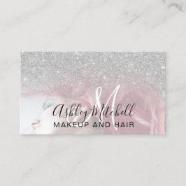 Chic Silver Glitter Foto monogram make-up haar Visitekaartje