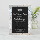 Chic Silver Glitter Gradup, Confetti Kaart (Staand voorkant)