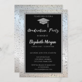 Chic Silver Glitter Gradup, Confetti Kaart (Voorkant / Achterkant)