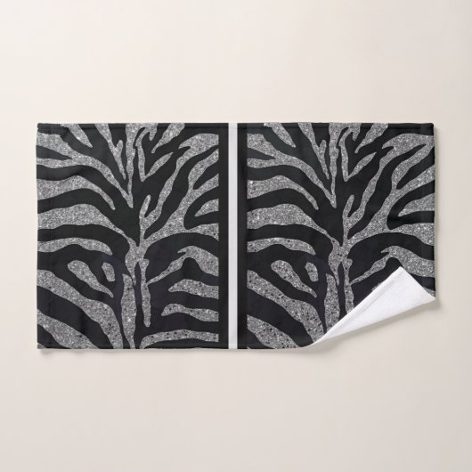 Chic Silver Glitter met zwarte Zebra/afbeelding Bad Handdoek (Handdoek)