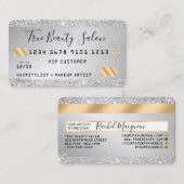 Chic Silver Glitter Metallic Gold Credit Style Visitekaartje (Voorkant / Achterkant)
