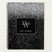 Chic Silver Glitter Monogram Name 2022 Planner (Voorkant)