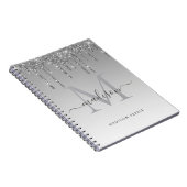 Chic Silver Glitter Monogram spiral Notitieboek (Rechterzijde)