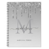 Chic Silver Glitter Monogram spiral Notitieboek (Voorkant)