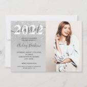 Chic Silver Glitter ombre foto afstuderen Kaart (Voorkant)