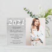 Chic Silver Glitter ombre foto afstuderen Kaart (Staand voorkant)