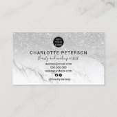 Chic Silver glitter ombre marble name makeup logo Visitekaartje (Achterkant)