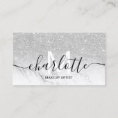 Chic Silver glitter ombre marble name makeup logo Visitekaartje (Voorkant)