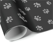 Chic Silver Glitter Paw Print Patroon Cadeaupapier (Rol Hoek)
