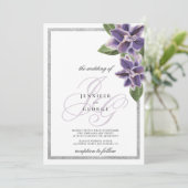 Chic silver glitter purple lavender orchid wedding kaart (Staand voorkant)