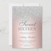 Chic Silver Glitter roos metallic folie Sweet 16 Kaart (Voorkant)