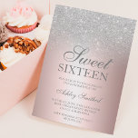 Chic Silver Glitter roos metallic folie Sweet 16 Kaart<br><div class="desc">Een modern,   en elegant faux Silver Glitter douche ombre op roos goud metalen folie kleurenblok Sweet 16 verjaardagsfeestuitnodiging. Ideaal voor een prinses Sweet-zestien.</div>