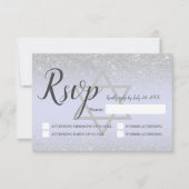 Chic Silver glitter script lavender Bat Mitzvah RSVP Kaartje (Voorkant)