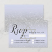 Chic Silver glitter script lavender Bat Mitzvah RSVP Kaartje (Voorkant / Achterkant)