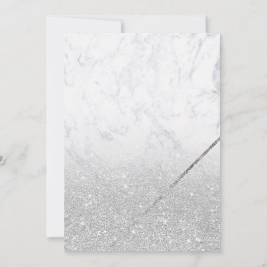 Chic Silver glitter script marmer Bat Mitzvah Kaart (Achterkant)