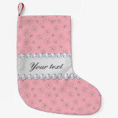 Chic Silver Glitter Snowflakes Roze Kleine Kerstsok (Voorkant)