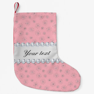 Chic Silver Glitter Snowflakes Roze Kleine Kerstsok